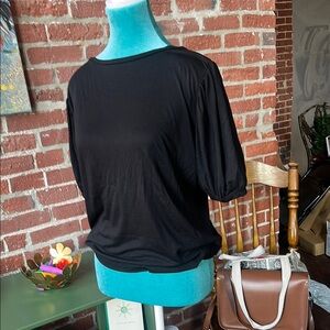 NWOT Elegant Black Women's Top with 3/4 puffy sleeves